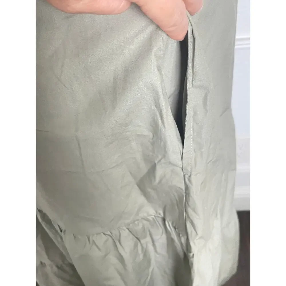 Tiered Tank Midi Dress Olive Sage Green